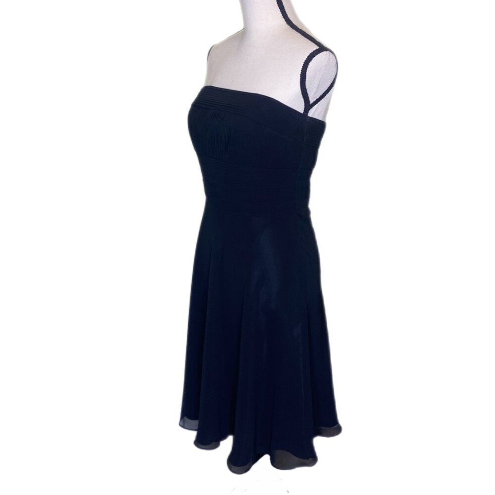 White House Black Market Strapless Black Lined Dress w/Ruched Bodice Size 4 - Picture 2 of 9